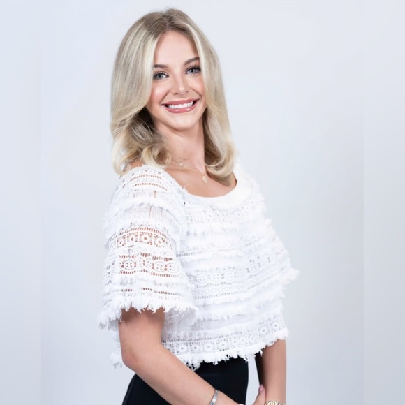 ALEXIS Valetin Crochet Fringe Off The Shoulder Crop Top in White - Picture 11 of 12